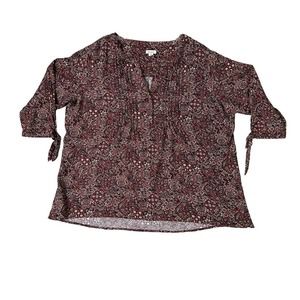 Westport Top Women Sz XL Fall Colors Pin tuck V-neck Lightweight Relaxed Fit